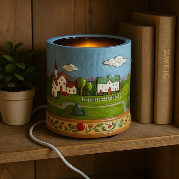 Jim Shore Crazy Mountain Candle Warmer JSC5451 Electric Ceramic House‎ Scene